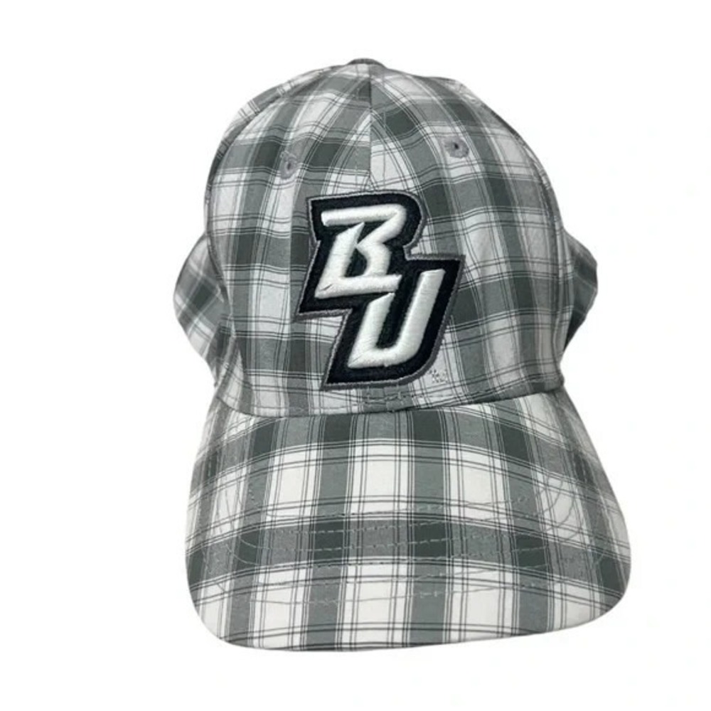 Binghamton University Gray White Plaid Baseball Cap Hat